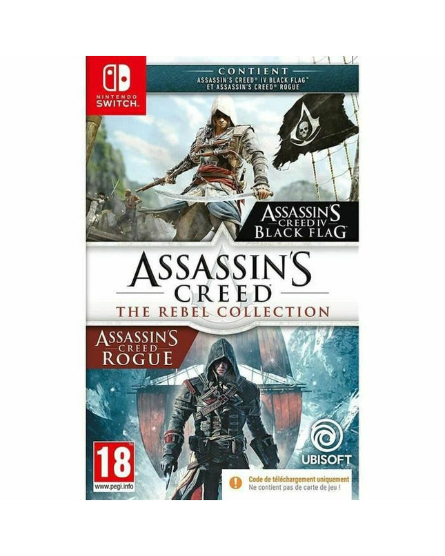 Ubisoft Assassin's Creed: Rebel Collection Nintendo Switch download code for electronic gaming console with artwork and packaging.