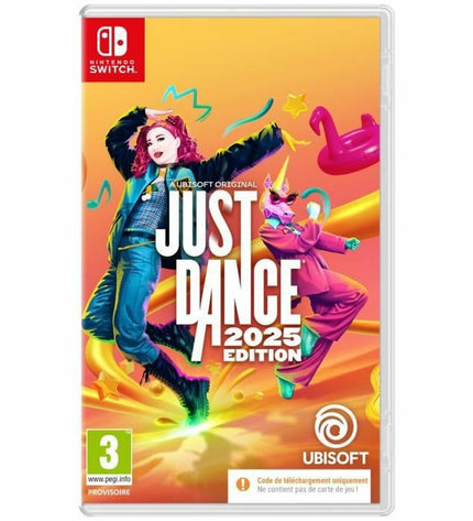 Ubisoft Just Dance 2025 Edition video game for Nintendo Switch, electronic plug-and-play game console, with cover art visible.