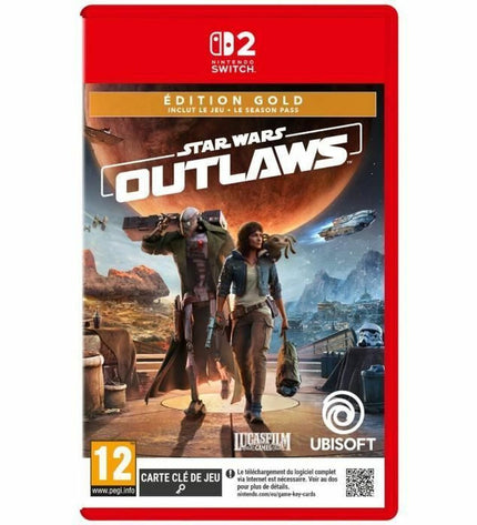 Ubisoft Star Wars Outlaws Switch video game for electronic plug-and-play gaming console, featuring sci-fi characters and game cover art.
