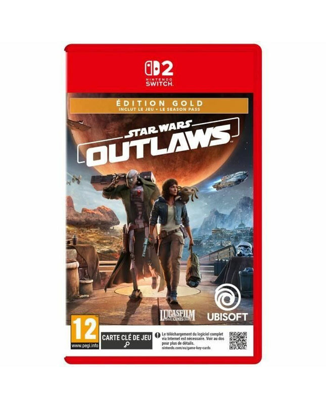 Ubisoft Star Wars Outlaws Switch video game for electronic plug-and-play gaming console, featuring sci-fi characters and game cover art.