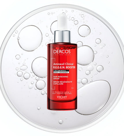 Vichy DERCOS nutritional supplement bottle, 90 ml, for health and personal care, vitamins, minerals, and supplements.
