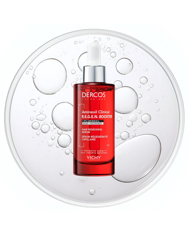 Vichy DERCOS nutritional supplement bottle, 90 ml, for health and personal care, vitamins, minerals, and supplements.