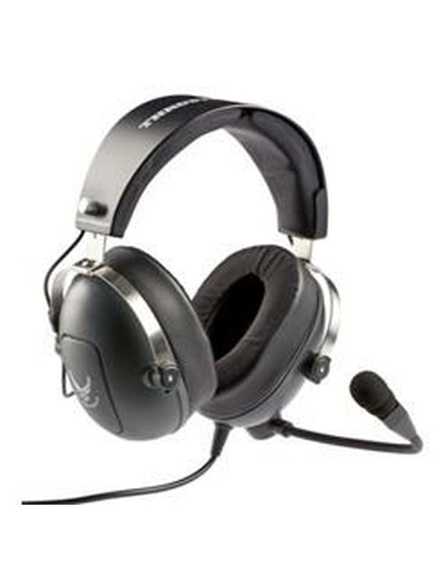 Thrustmaster T.Flight U.S. Air Force Edition gaming headset with microphone, black design, connected to a gaming console.