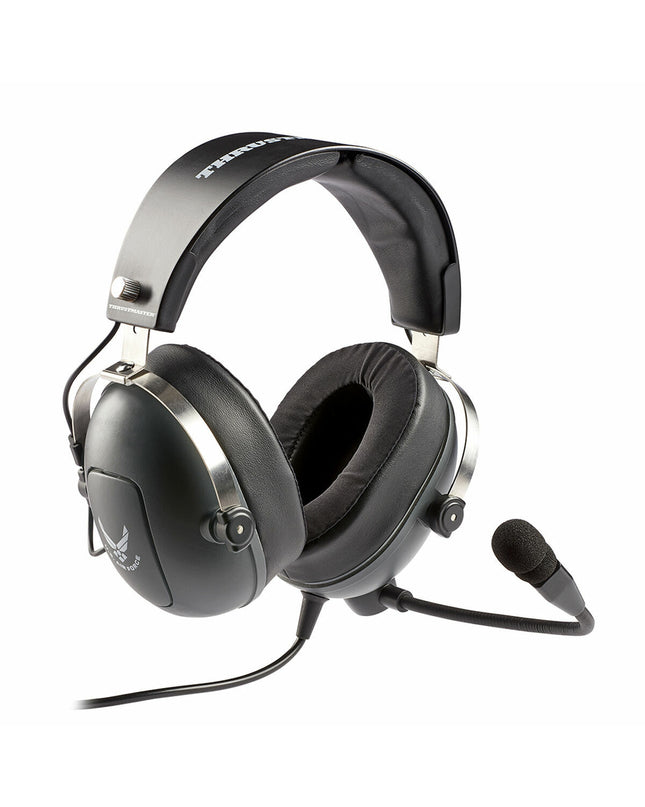 Thrustmaster gaming headset with microphone for consoles, featuring comfortable ear cups and adjustable headband.
