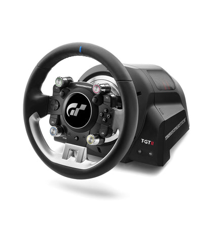Black Thrustmaster 4160846 steering wheel controller for plug-and-play gaming consoles, with detailed buttons and ergonomic design.