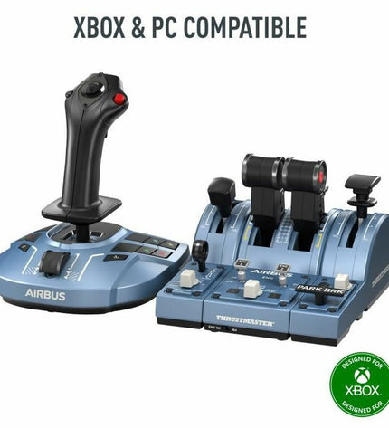 Blue Thrustmaster Joystick 4460217 for plug and play gaming consoles, featuring a sleek electronic design with ergonomic controls.