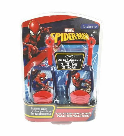 Lexibook Spider-Man walkie-talkie toy for kids, electronic communication device featuring Spider-Man design and vibrant colors.