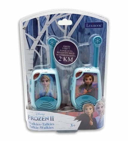 Lexibook Queen of Snow 3D walkie-talkie toy for kids, featuring colorful buttons and a snow-themed design.