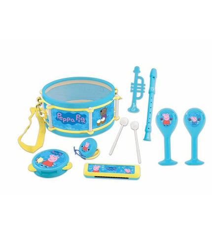Lexibook Peppa Pig music set for children, featuring colorful toy instruments and playful Peppa Pig characters.