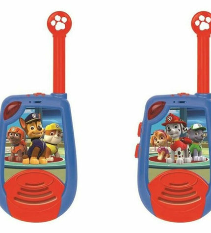 Lexibook Walkie-Talkie LA PAT 'PATROUILLE electronic toy with colorful design for kids, featuring push-to-talk buttons and antenna.