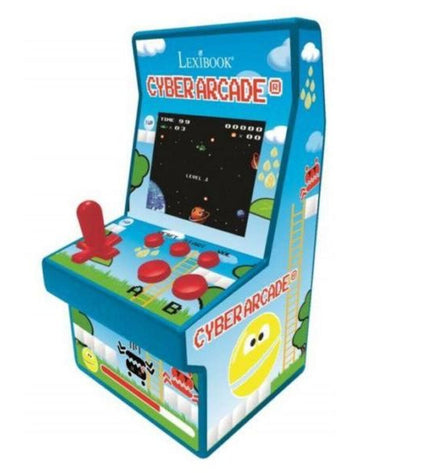 Lexibook Cyber Arcade portable game console with 200 games, featuring colorful buttons and screen for electronic toy gaming.