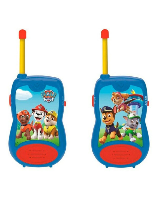 Lexibook TW12PA blue walkie-talkie for kids, showing the device with antenna and buttons, designed for electronic toy communication.