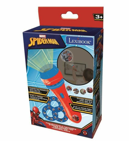 Lexibook Spider-Man educational storytelling toy in red plastic, designed for learning and play.
