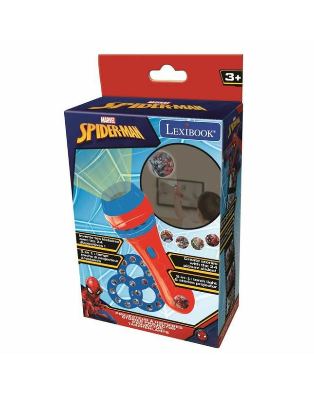 Lexibook Spider-Man educational storytelling toy in red plastic, designed for learning and play.