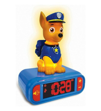 Lexibook RL800PA radio alarm clock with sound and light features, electronic toy designed for kids, displaying colorful lights and controls.