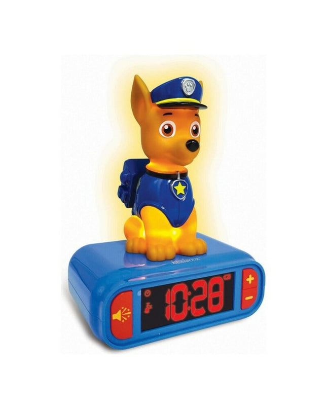 Lexibook RL800PA radio alarm clock with sound and light features, electronic toy designed for kids, displaying colorful lights and controls.
