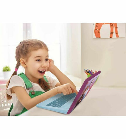 Lexibook Frozen children's electronic toy laptop with colorful Frozen-themed design and interactive buttons.