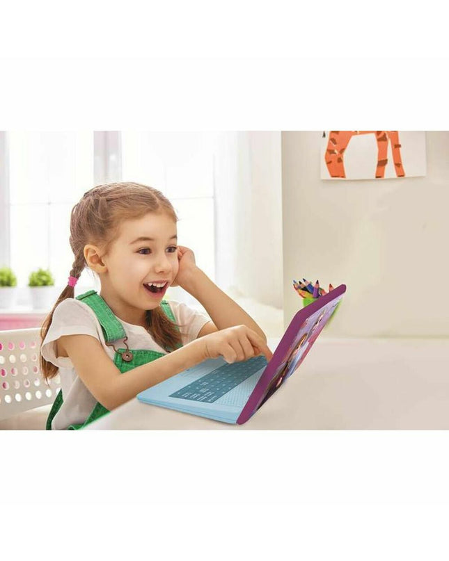 Lexibook Frozen children's electronic toy laptop with colorful Frozen-themed design and interactive buttons.