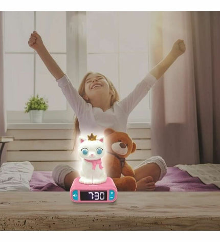 Lexibook radio alarm clock toy with digital display and colorful buttons, designed for children’s electronic play and learning.