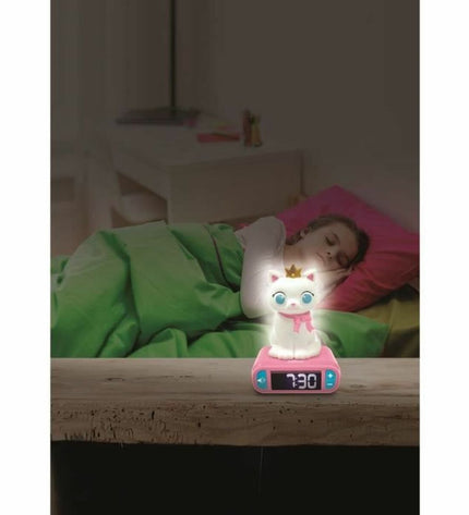 Lexibook radio alarm clock toy with colorful buttons and digital display, designed for children’s electronic play.