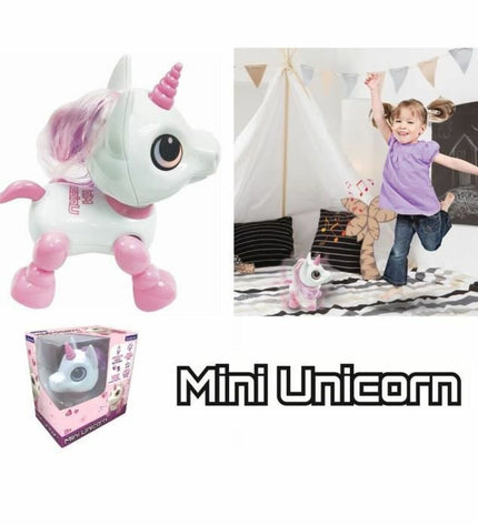 Lexibook Power Unicorn Mini robot toy with colorful details, electronic features, and a playful unicorn design for kids.