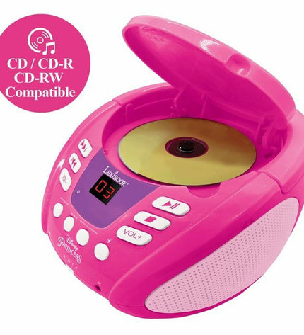 Lexibook Princess Disney Bluetooth radio with CD and MP3 player, electronic toy perfect for kids' play and entertainment.