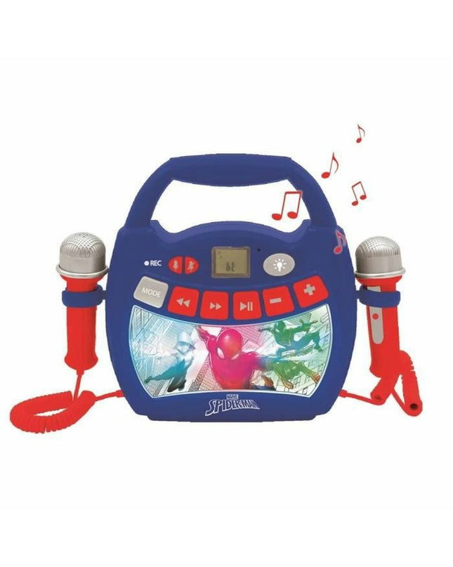 Lexibook Bluetooth speaker with karaoke microphone, electronic toy for kids, colorful design, and playful entertainment features.