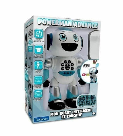 Lexibook Powerman Advance robot toy, electronic game with articulated limbs and colorful design for kids' playtime.