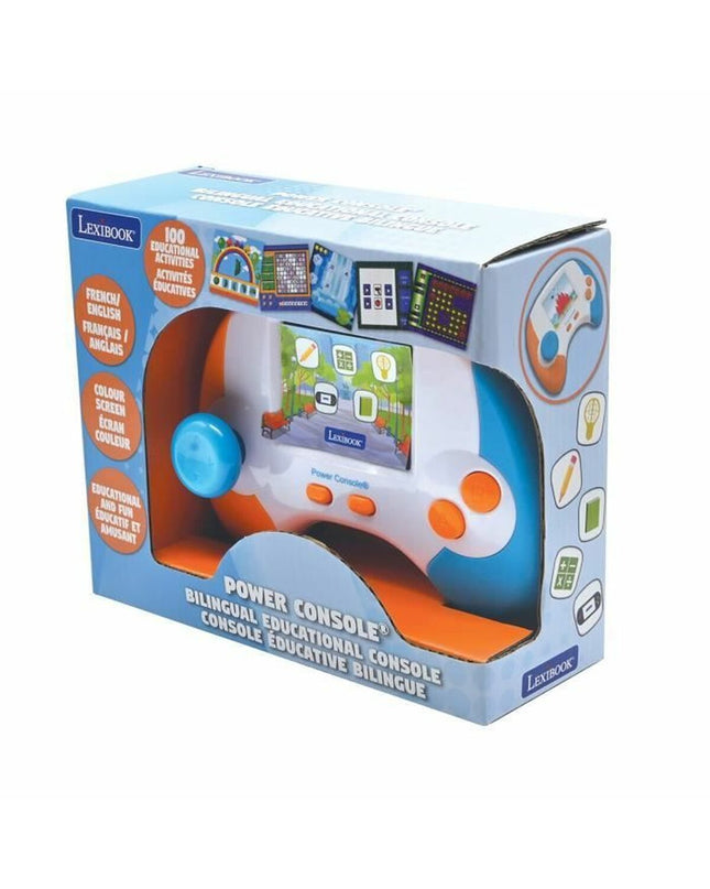 Lexibook portable game computer for children, electronic toy with French and English language options, colorful handheld gaming device.