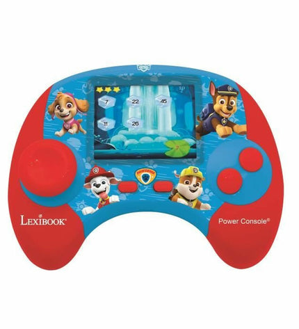 Lexibook Pat' Patrulla portable electronic game console showing colorful screen and buttons, designed for kids' toy entertainment.