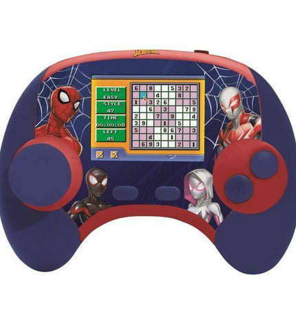 Lexibook Spiderman portable game console for kids, electronic toy with colorful Spiderman design and gaming screen.
