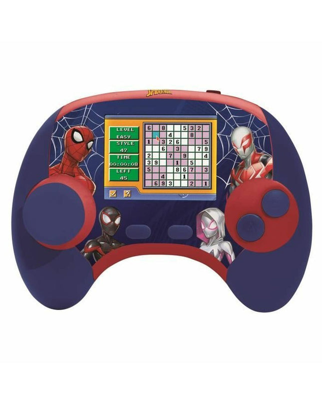 Lexibook Spiderman portable game console for kids, electronic toy with colorful Spiderman design and gaming screen.