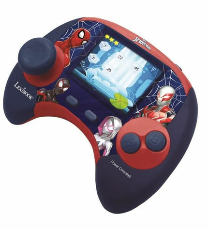 Lexibook Spider-Man portable game console with colorful buttons and screen, electronic toy for kids' gaming fun.