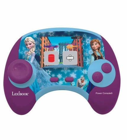 Lexibook Frozen portable game computer with colorful buttons and Frozen-themed design for kids' electronic toy entertainment.