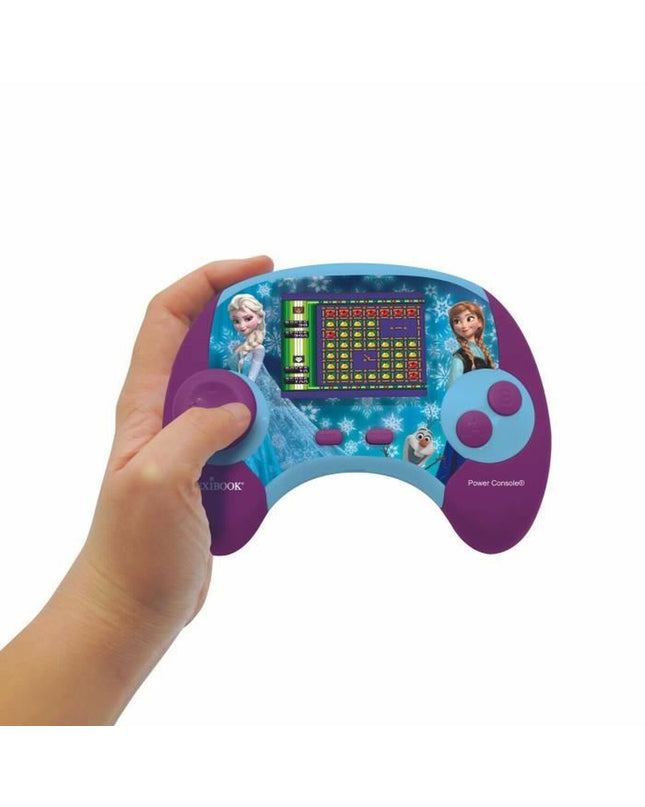 Lexibook Frozen portable game computer with colorful Frozen-themed design and buttons for electronic toy gaming.