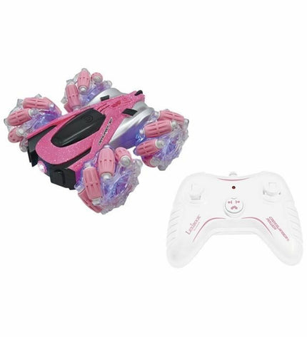 Pink and black Lexibook Crosslander remote control police car toy for kids, featuring a sleek design and detailed vehicle features.
