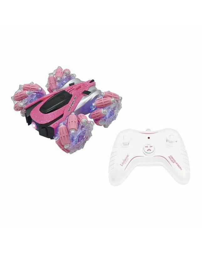 Pink and black Lexibook Crosslander remote control police car toy for kids, featuring a sleek design and detailed vehicle features.