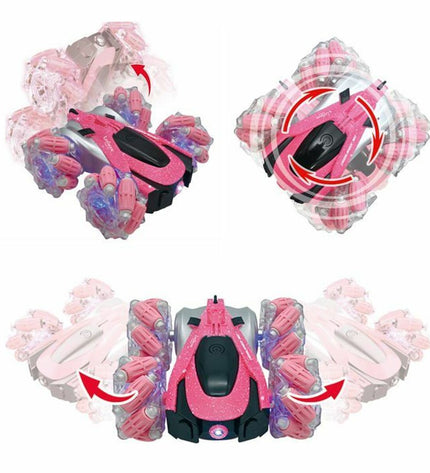 Pink and black Lexibook Crosslander remote control police car toy for kids, featuring realistic vehicle details.