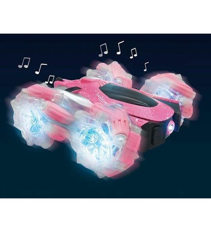 Pink and black Lexibook Crosslander remote control police car toy, featuring detailed vehicle design for children’s play.