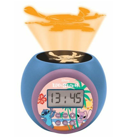 Lexibook Stitch alarm clock with LCD projector, electronic toy and game suitable for children, featuring colorful Stitch design.