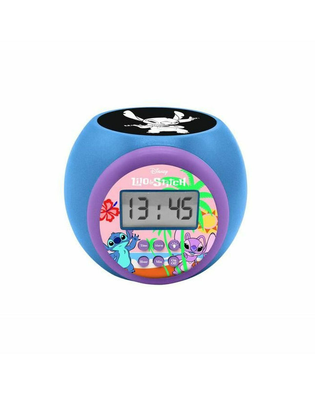 Lexibook Stitch Wekkerradio with LCD projector, electronic toy featuring colorful display and interactive functions.