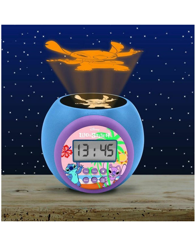 Lexibook Stitch Wekkerradio with LCD projector, electronic toy featuring colorful buttons and playful Stitch design.
