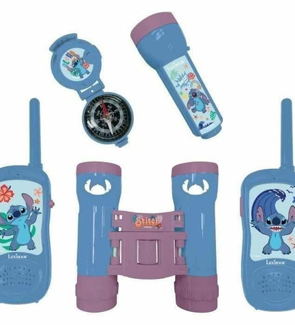Lexibook adventure walkie-talkie set featuring Stitch character for electronic toys and games, ideal for kids' outdoor communication.