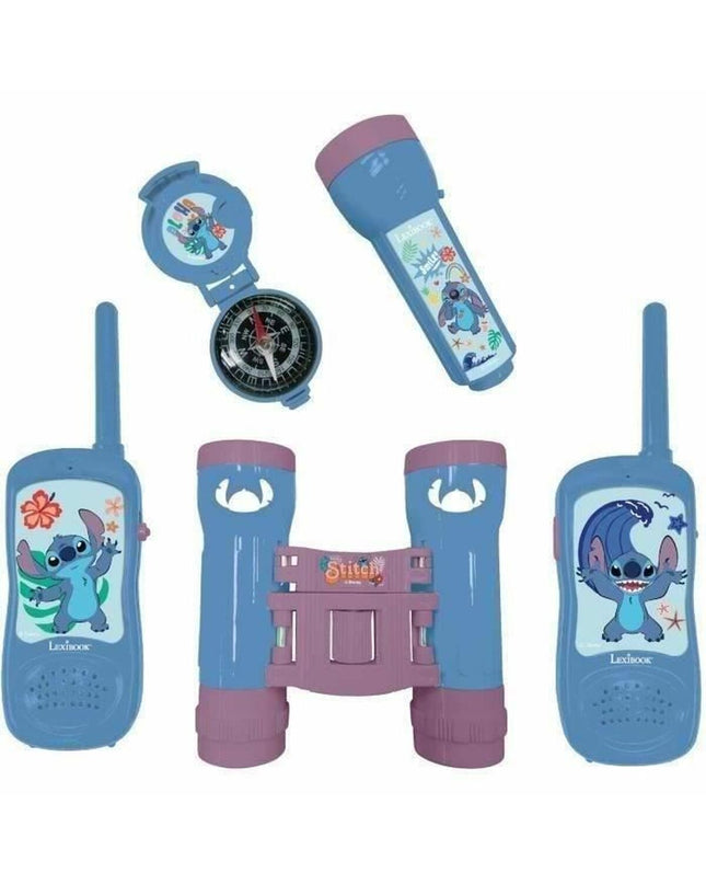 Lexibook adventure walkie-talkie set featuring Stitch character for electronic toys and games, ideal for kids' outdoor communication.