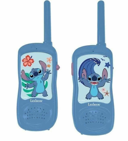 Lexibook adventure walkie-talkies featuring Stitch from Disney, electronic toy set for kids, with colorful design and playful details.