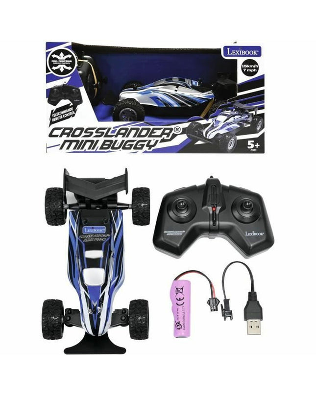 Lexibook remote control police car toy in red with police markings, designed for kids' play and imaginative driving fun.