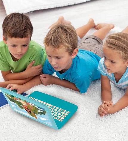 Lexibook Vaiana electronic toy computer with colorful buttons and screen, designed for kids, measuring 26x5x34 cm.