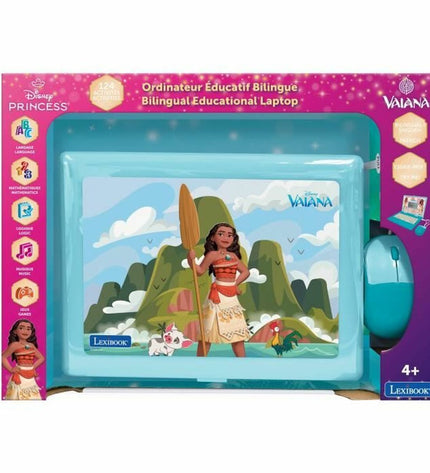 Lexibook Vaiana electronic toy computer with colorful buttons, measuring 26x5x34 cm, designed for kids' play and learning.