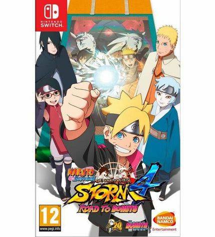 Bandai Naruto Shippuden: Ultimate Ninja Storm 4 Road to Boruto Switch video game cartridge for Nintendo Switch console.