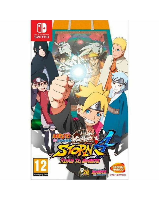 Bandai Naruto Shippuden: Ultimate Ninja Storm 4 Road to Boruto Switch video game cartridge for Nintendo Switch console.